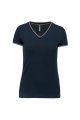 Dames T-shirt V Hals Kariban K394 NAVY-LIGH TGREY-WHITE